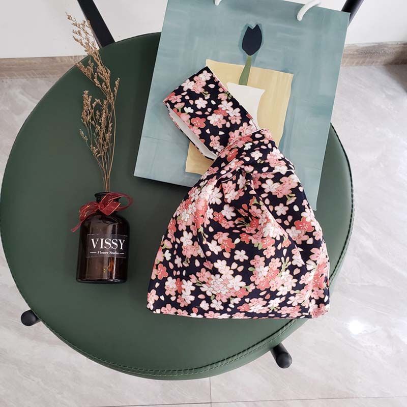 Japanese Style Portable Knot Wrist Bag Women Top Handle Tote Bag Simple Purses