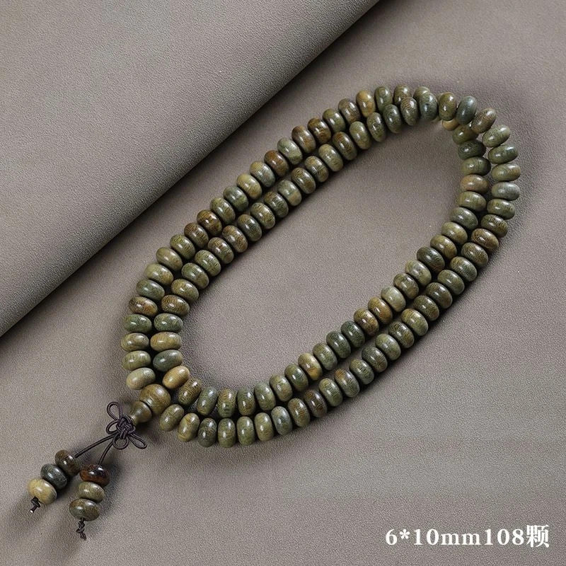 Argentine Green Sandalwood 108 Beads Abacus Mala Bracelet Unisex Buddhist Prayer