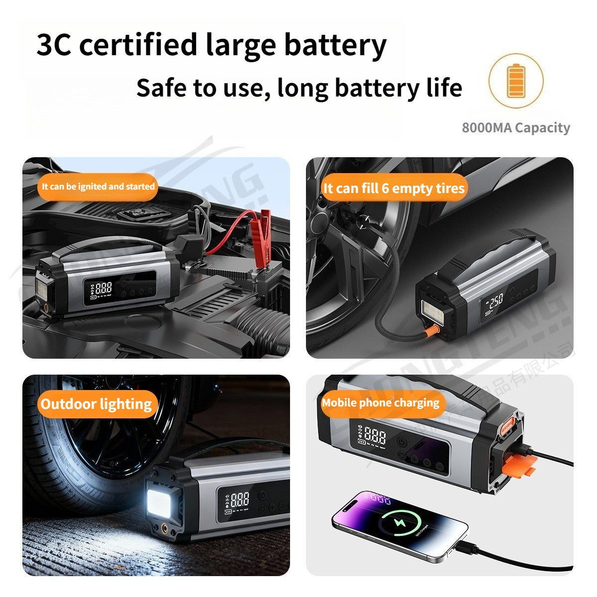 Car tire wireless inflator emergency start power all-in-one machine -03