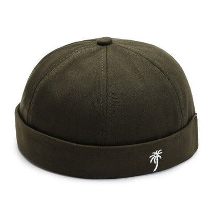 Men Retro Brimless Hat Skull cap Sailor Cap Beanie Rolled Cuff Adjustable