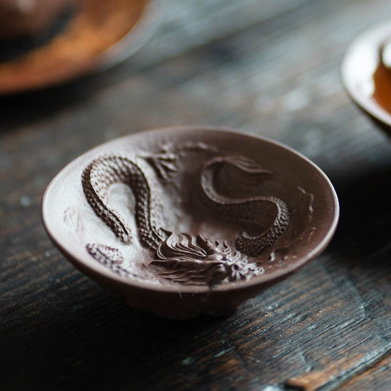 Full Handmade Tea Cup Dragon Carved True Yixing Zisha Purple Clay Master Cup New