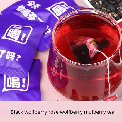 Black wolfberry mulberry rose tea health flower tea combination tea