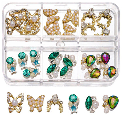 Nail Charms 30Pcs Boxed Luxury Shiny Planet Alloy 3D Art Rhinestones Bling Decor