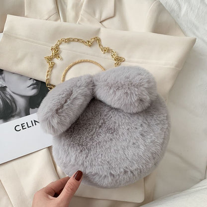 Clip Shoulder Bag Faux Clutch Purse Handbag Soft Plush Messenger Bags 20*18*8 CM
