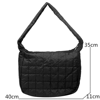 High Quality Cotton Feather Down Shoulder Bag Winter Handbags Tote Messenger Bag
