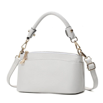 Genuine Leather Bag Women Crossbody Bag Handbag 3 Zippers Cowhide Shell Shape
