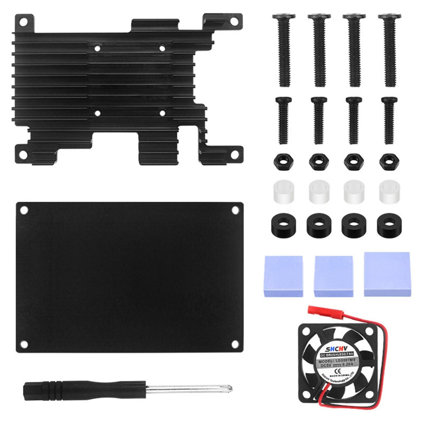 T Aluminum Case with Active Passive Cooling Fan Heatsink Set for Orange Pi 3 LTS