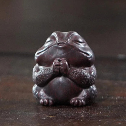 Purple Clay Toad Tea Pet 6cm 2.4in Exquisite Desktop Decor Mini Statue
