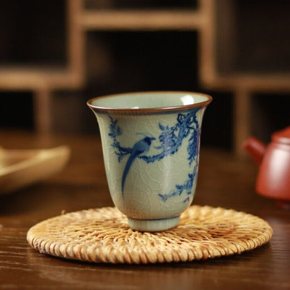 handpainted Jingde town porcelain tea cup crackle glaze fragrance smelling cup