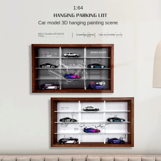 1:64 Toy Car Display Box Scene Parking Lot Model Wall-mounted Garage for 12 cars