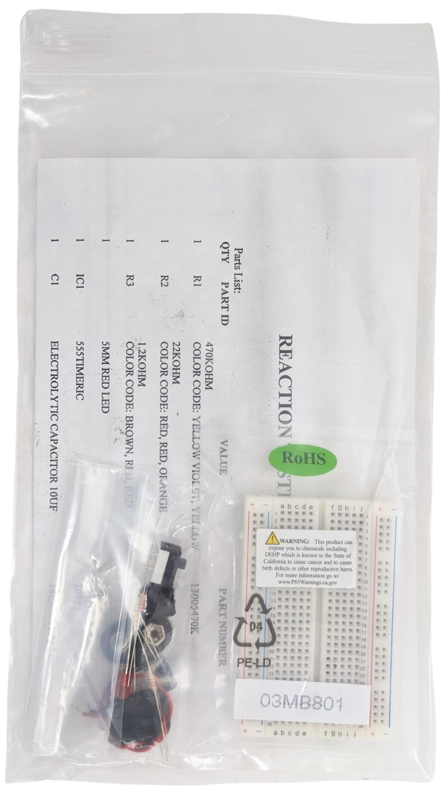 Reaction Time Tester Engineering Kit with Circuit Diagram, No Soldering Required