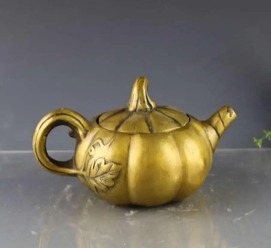 1pc Copper Pot Kettle Pumpkin Shaped Pot Household Gift Ornament