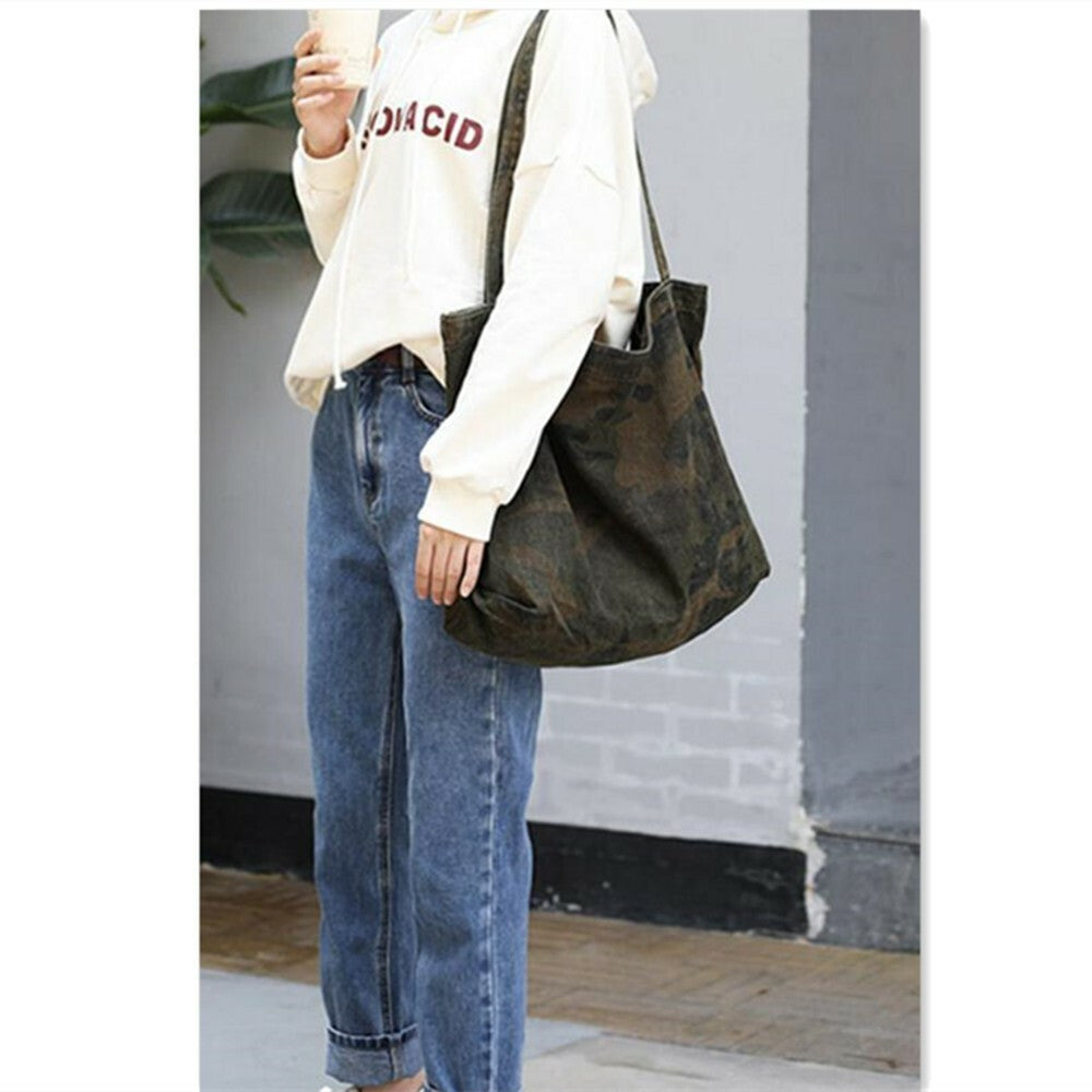 Canvas Camouflage Large Tote Shoulder Bag Shopping Handbag Women Gifts