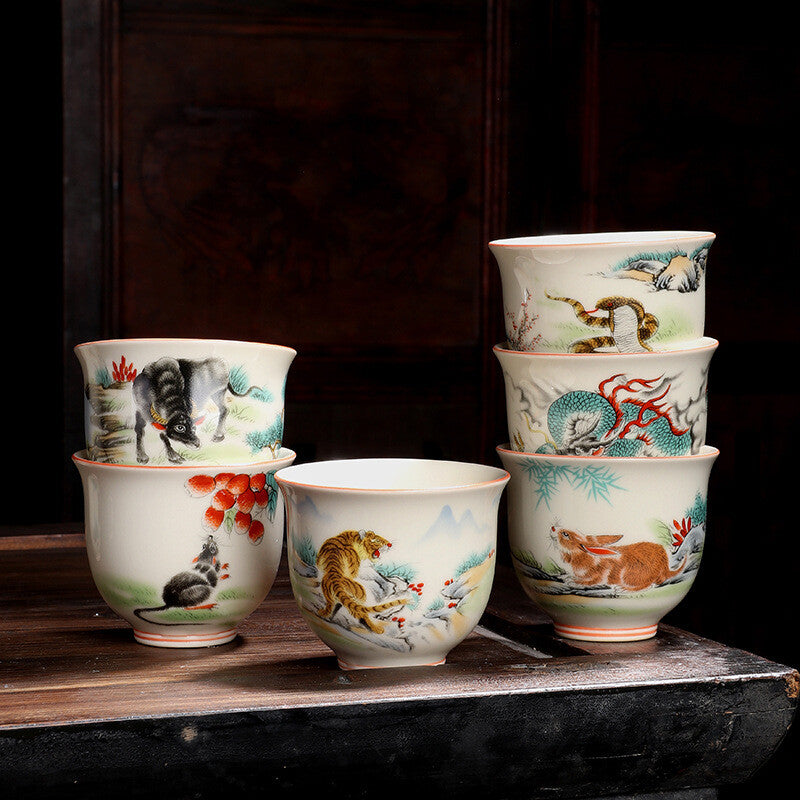 One Cup Chinese Symbolic Animals Porcelain Animal Print 125ml Master Tea Cup New