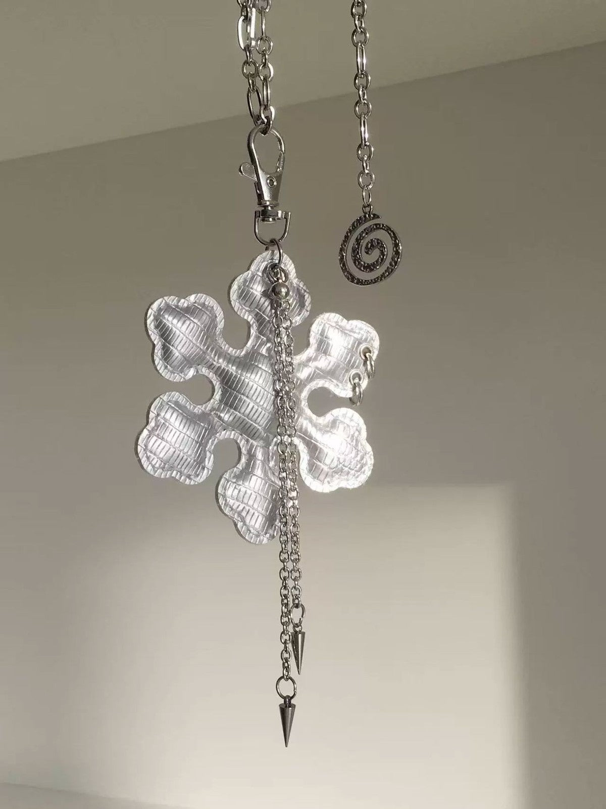 Y2K Subculture Snowflake Leather Long Sweater Chain