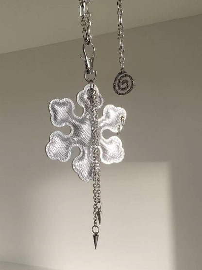 Y2K Subculture Snowflake Leather Long Sweater Chain