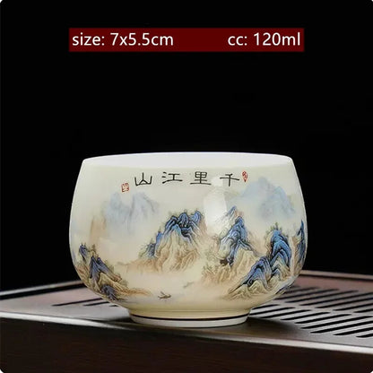 Lamb Fat Jade White Porcelain Tea Cup Handmade Ceramic Teacup Customized Tea Set