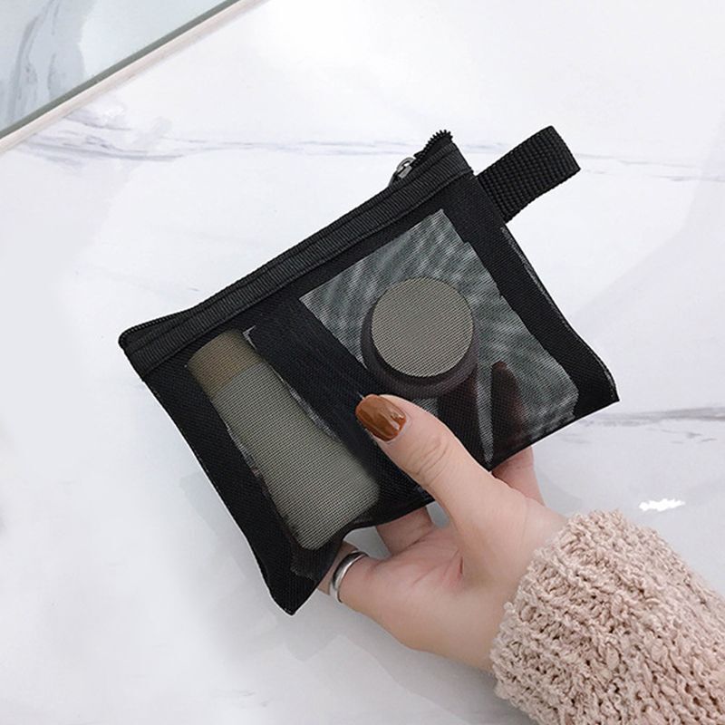 Mesh Cosmetic Bag Travel Zipper Makeup Bags Transparent Organizer Storage Pouch