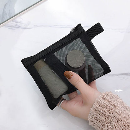 Mesh Cosmetic Bag Travel Zipper Makeup Bags Transparent Organizer Storage Pouch