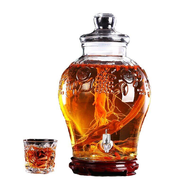 Wine Bottle 2.5L Empty Thick Glass Enzyme Barrel Jar With Tap Cocktail Bar Tools