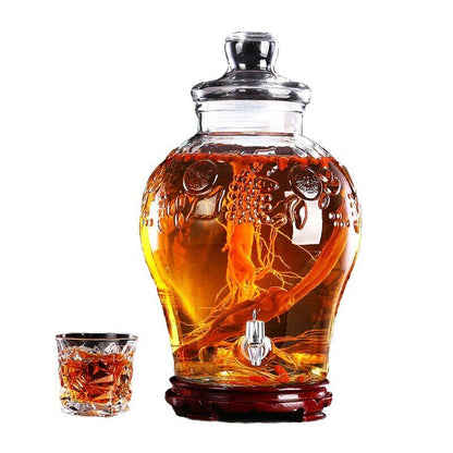 Wine Bottle 2.5L Empty Thick Glass Enzyme Barrel Jar With Tap Cocktail Bar Tools