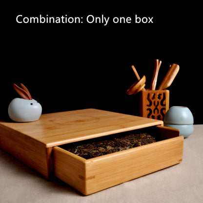 Bamboo Box For Pu'er Tea Storage Box For Pu'er Tea Cake Tea Drawer One/Two Layer