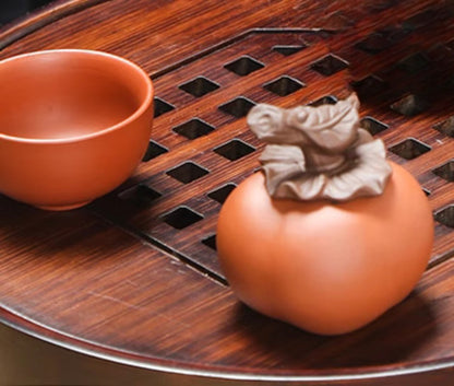 1Pc Purple Clay Persimmon Ruyi Color Changing Handicraft Tea Pet Ornament