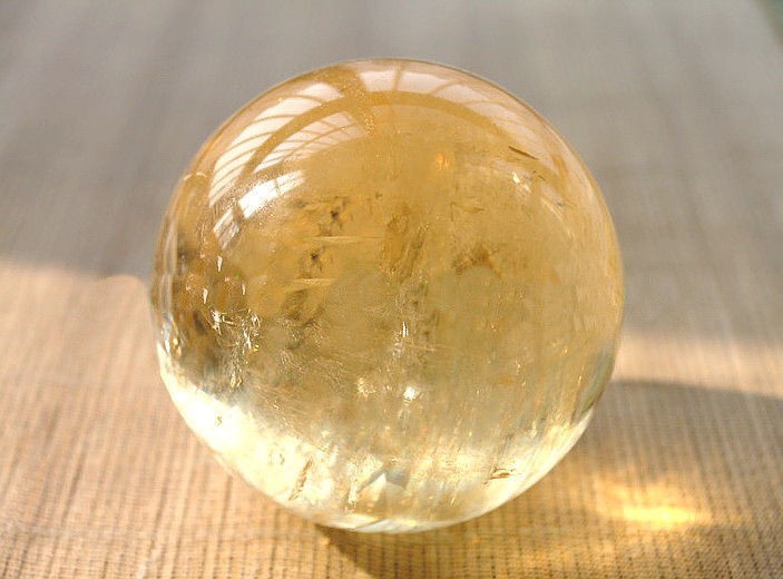 40MM New Natural Citrine Calcite Quartz Crystal Sphere Healing Gemstone+Stand