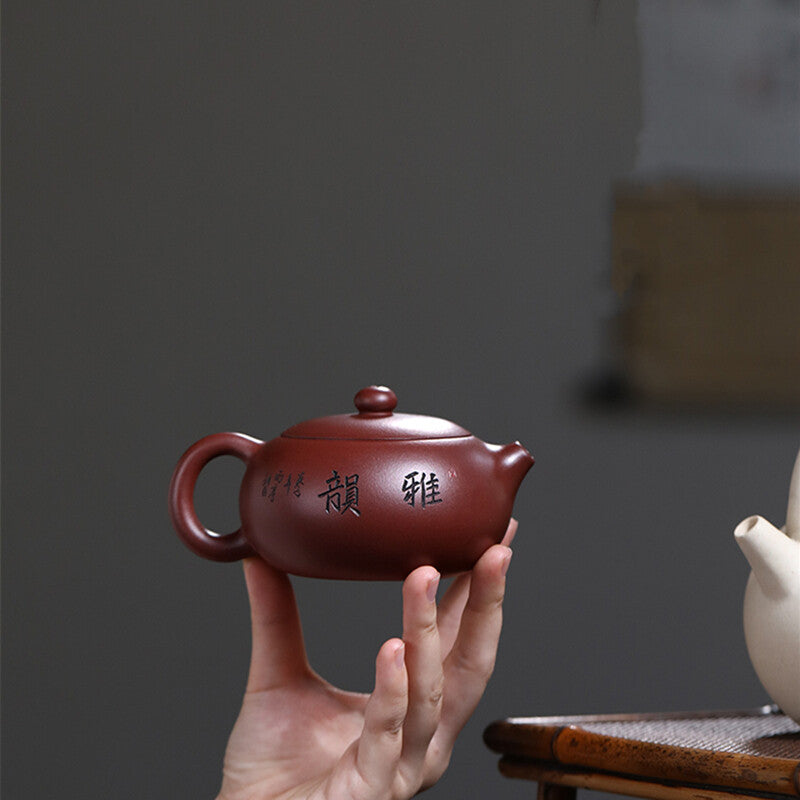 True Yixing Zisha Tea Pot flat xishi pot Marked Master Handmade Chinese tea pots