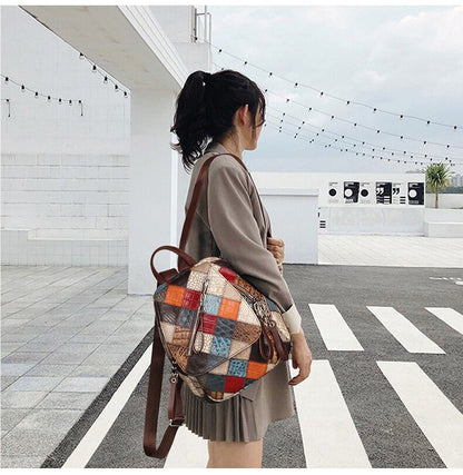 Backpacks Genuine Leather School Bag Large Capacity Knapsack Traveling Polyester