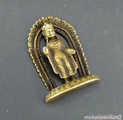 1.8inch China Collection Archaize Brass Tantric Buddha Small Statue Ornament
