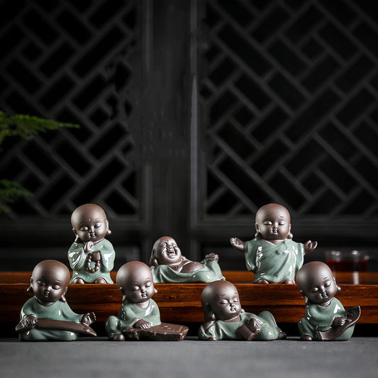 On Sales Porcelain Tea Pet Monk Statue Small Size Table Ornament Decoration New