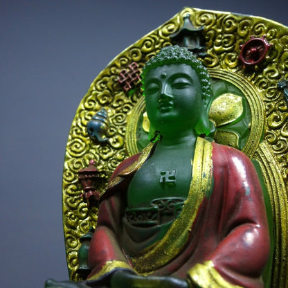 Vintage Old Liuli Buddha, Hand-Painted Gilded, Qianlong Mark, 13.5cm