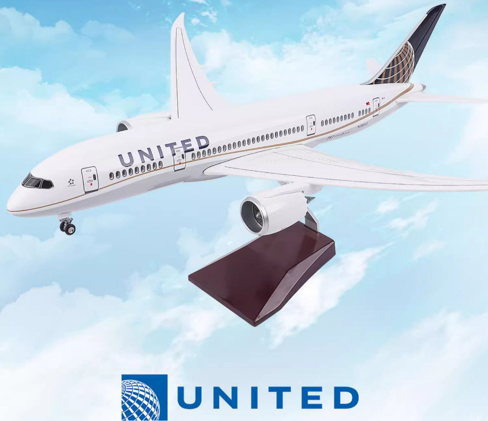 1:130 43CM UNITED BOEING 787 Passenger Plane Landing Gear Resin Aircraft Model