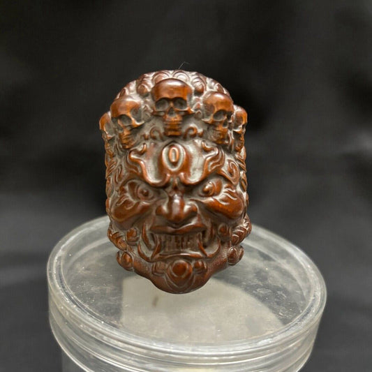 vintage wooden mini small Terrifying figurine wood carving decoration statuette