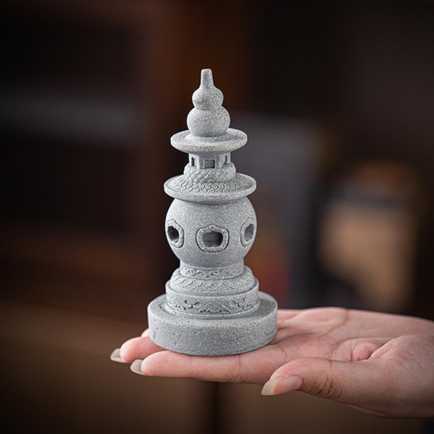 Green Sandstone Tower Tea Pet 12.4cm 4.8in Kung Fu Tea Tray Accessories