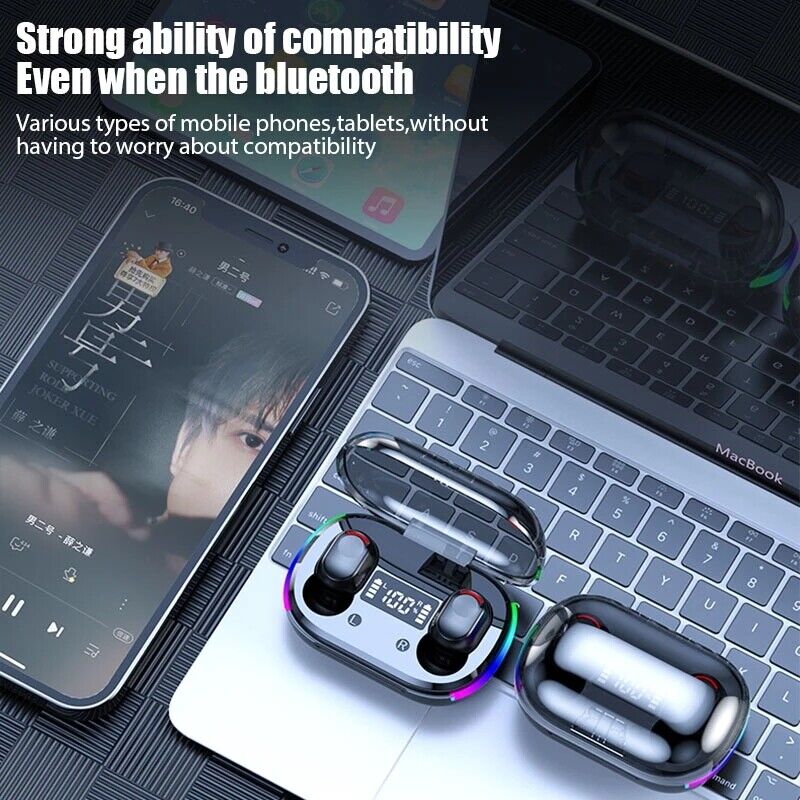 For Samsung Galaxy S23 S22 S21 S10 S9 Wireless LED Earbuds Bluetooth Headphones