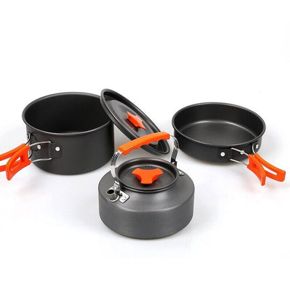 Portable Outdoor Camping Cookware Set Lightweight Kettle Pot Pan Hiking Picnic