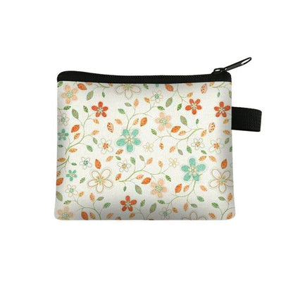 Floral Print 13.5*11 CM Cosmetic Bag Napkin Organizer Coin Card Lipstick Pouches