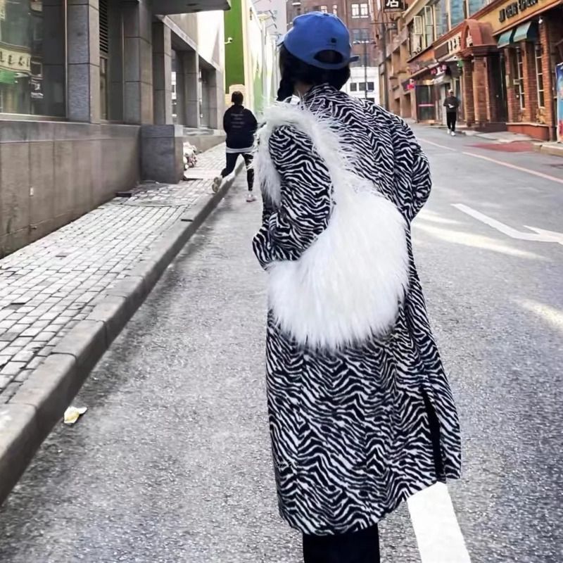 Plush Bag Velvet Feather Shoulder Bag White Versatile Portable Handbags Tote Bag