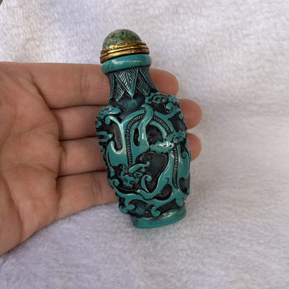 Collection of Chinese Antique Dragon Design Bottles Hand-carved