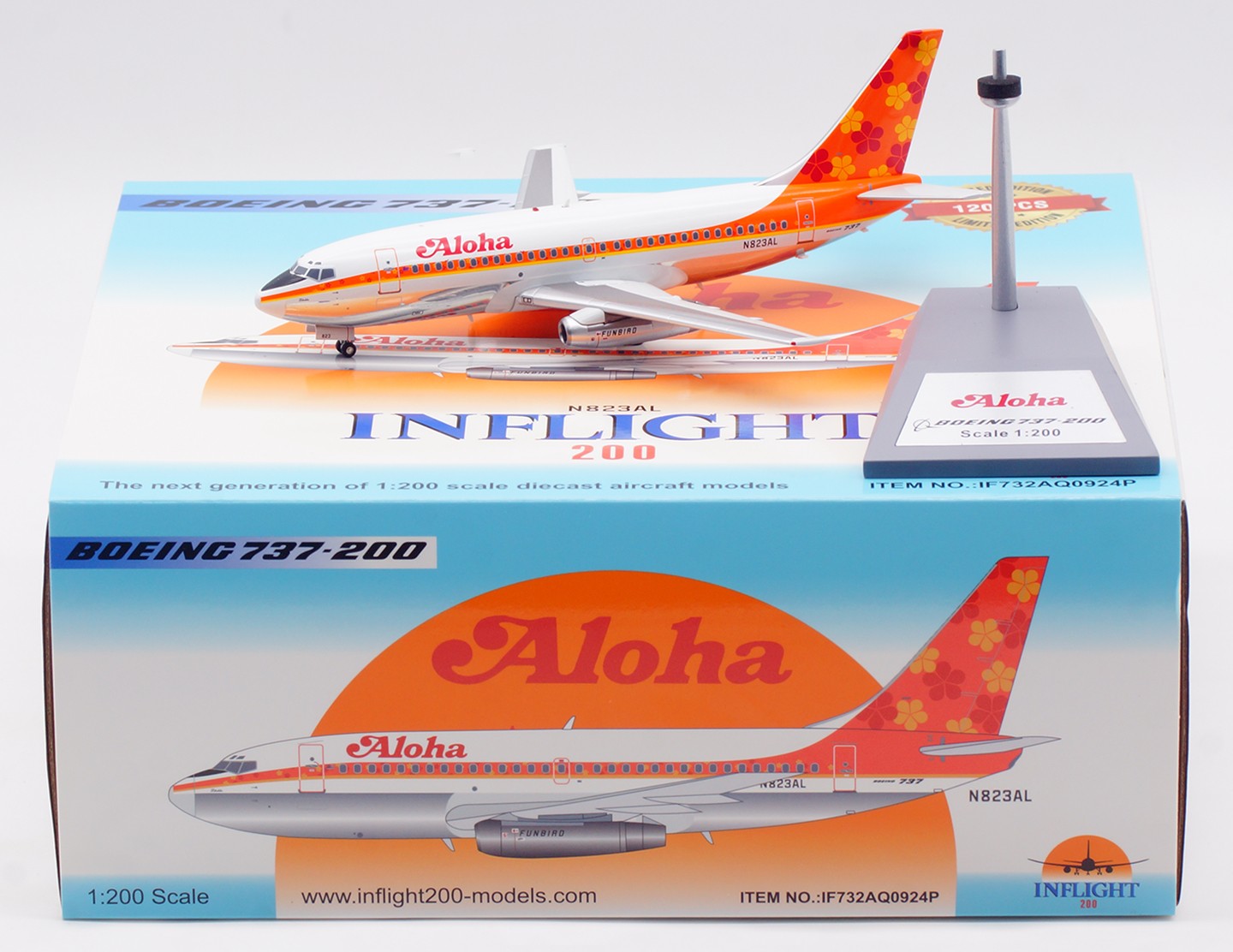 1:200 Inflight200 Aloha Boeing 737-200 Passenger Airplane Diecast Aircraft Model