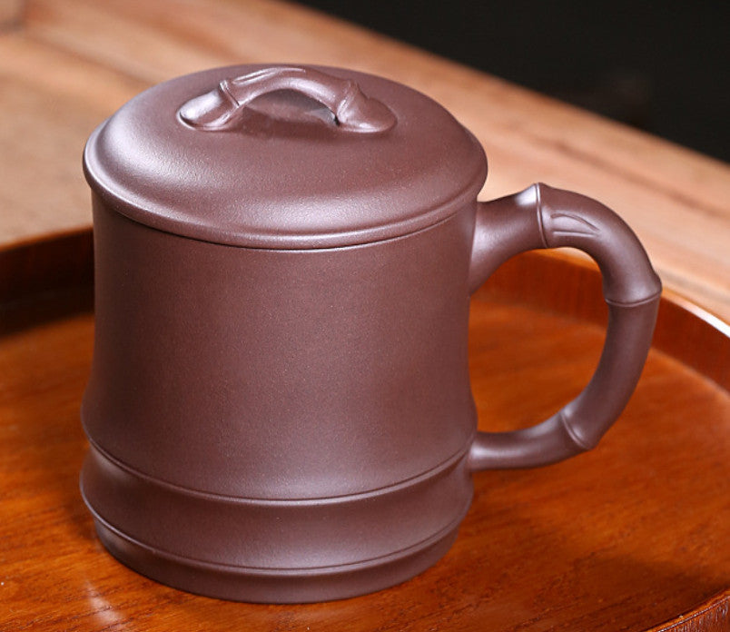 Chinese Yixing Zisha Purple Clay Handmade Bamboo Joint Gongfu Teacup Water Mug