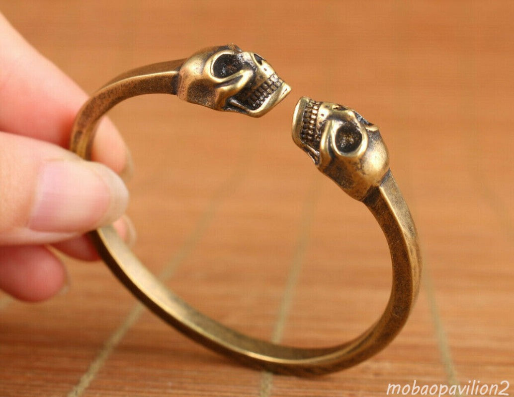 New Copper Hand Carving Skull Bracelet Statue Decoration Collection