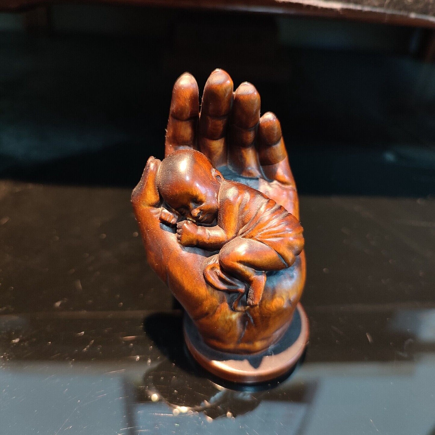 vintage carved wooden buddha children kid Angel statuette gift wood carving doll