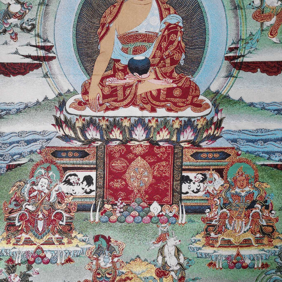 36" Tibet Tibetan Cloth Silk Sakyamuni Buddha 4 Dharma Protector Tangka Thangka