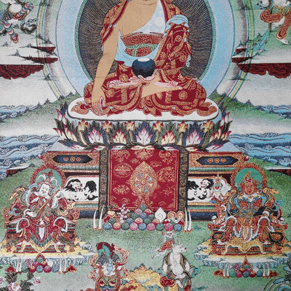 36" Tibet Tibetan Cloth Silk Sakyamuni Buddha 4 Dharma Protector Tangka Thangka