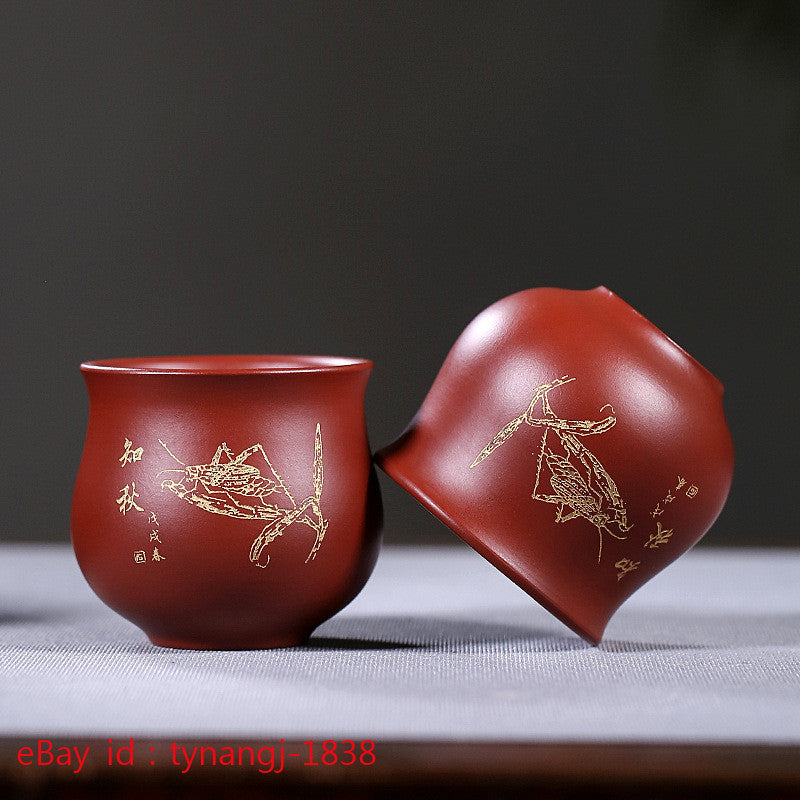 Yixing Purple Sand Tea Cup China Kung Fu Tea Cup Flower and Bird Cup Tea Set