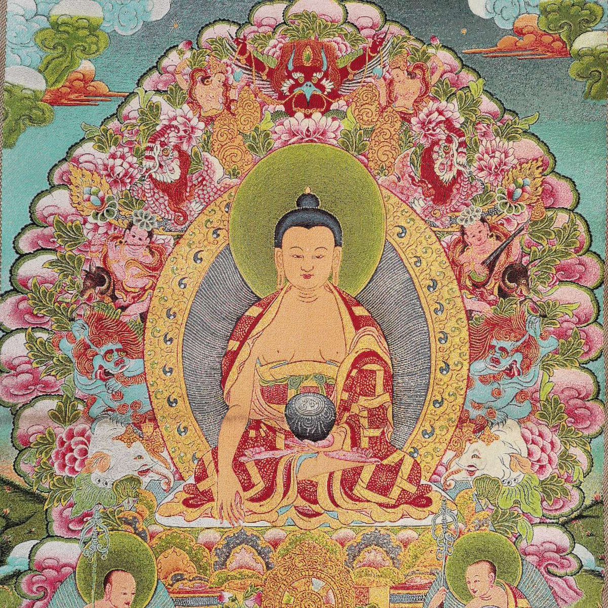 36" Tibet Tibetan Cloth Silk Buddhism Sakyamuni Buddha Tangka Thangka Mural 003