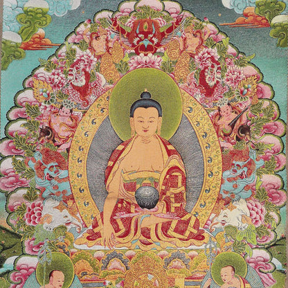 36" Tibet Tibetan Cloth Silk Buddhism Sakyamuni Buddha Tangka Thangka Mural 003